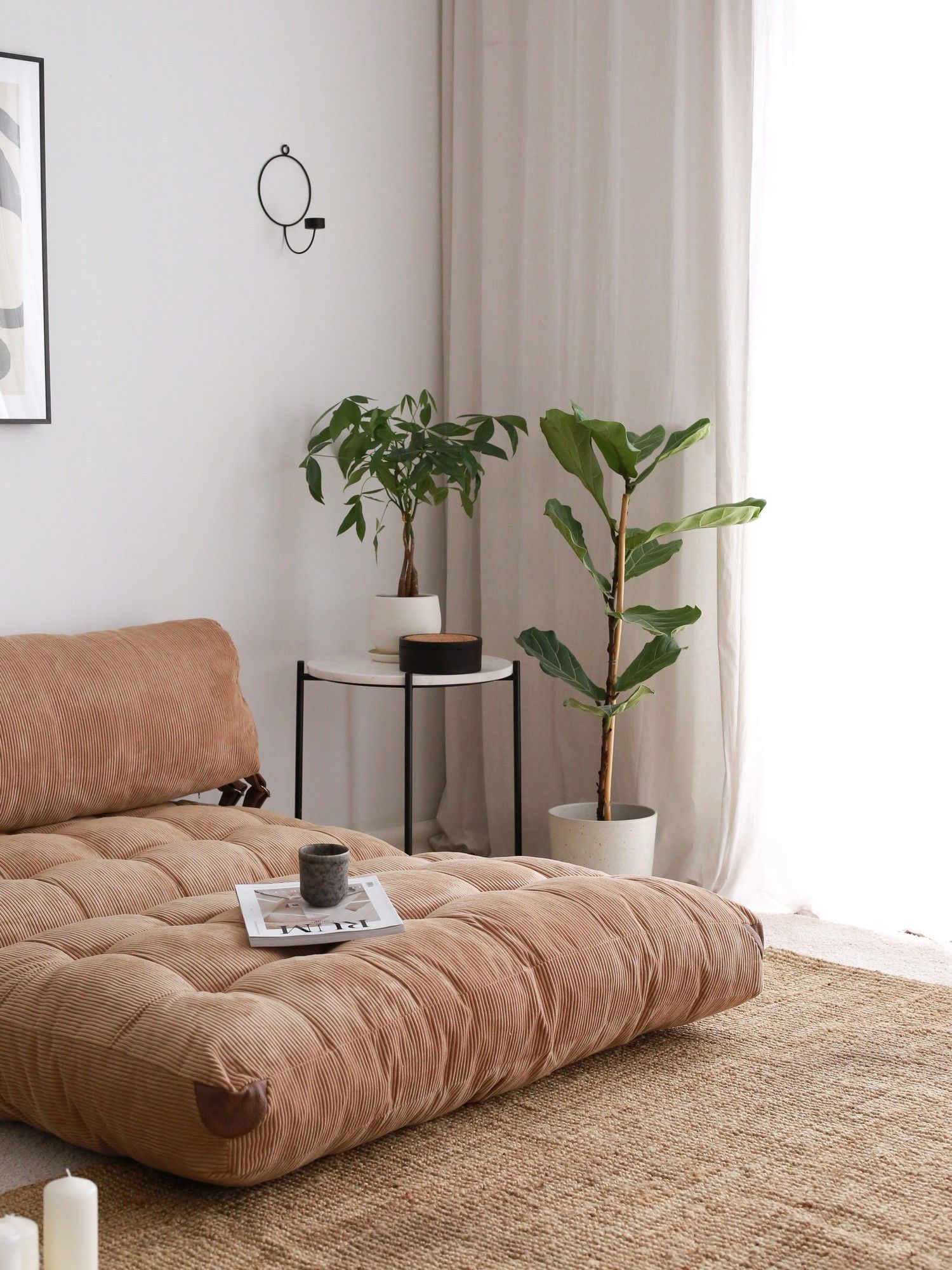 Chauffeuse 2 places convertible Ordila Velours côtelé Camel - 5