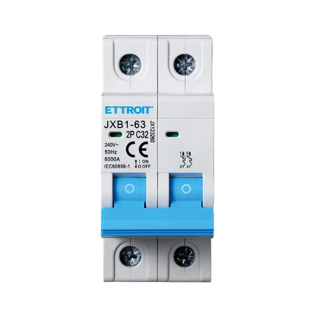 ETTROIT Interruttore Magnetotermico Automatico 2P 32A 6000A 220V Salvavita Stotz Occupa 2 Moduli DIN