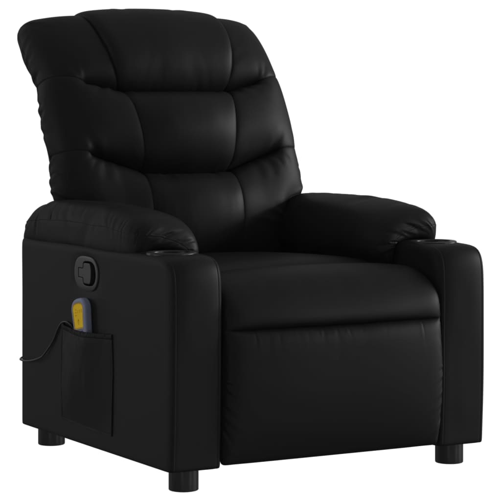 Fauteuil de Salon，Chaise，Fauteuil de massage inclinable noir similicuir - 3