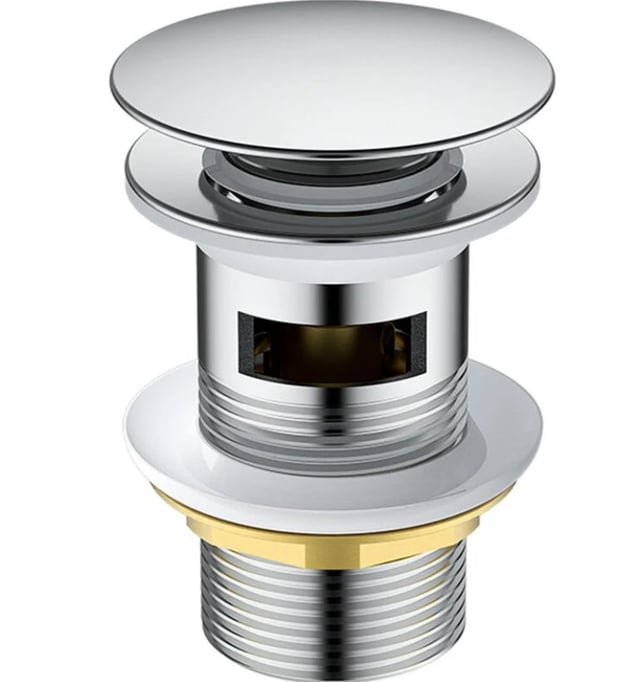 Bonde de Lavabo Universel Pop Up Automatique Bouchon de Vidange Ecoulement Chromé avec Trous de Débordement