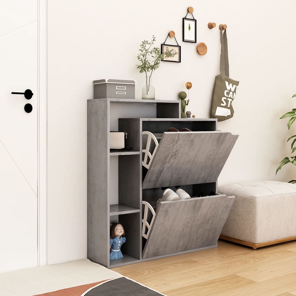 Armoire à chaussures Béton 79,5x24x90,5 cm Aggloméré vidaXL Leroy Merlin