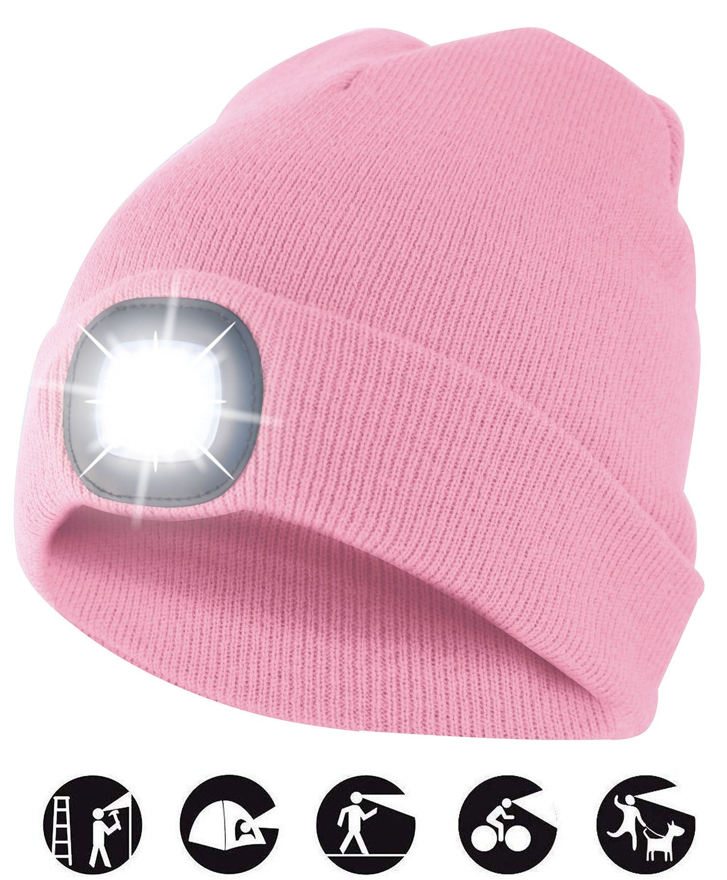 LIGHTHOUSE: Bonnet avec lampe frontale LED rechargeable. Rose - 5