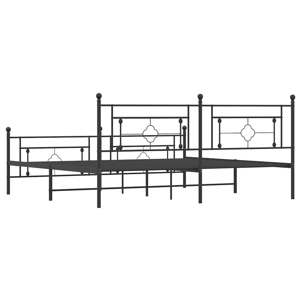 Estructura de cama sin colchón con estribo, de metal negro, para dormitorio, 193 × 203 cm - 8