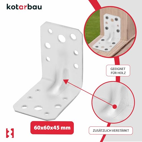 Lot de 50 Cornières en acier 60x60x45 mm - Equerres de fixation galvanisées renforcées - Connecteurs d'angle - KOTARBAU - 4