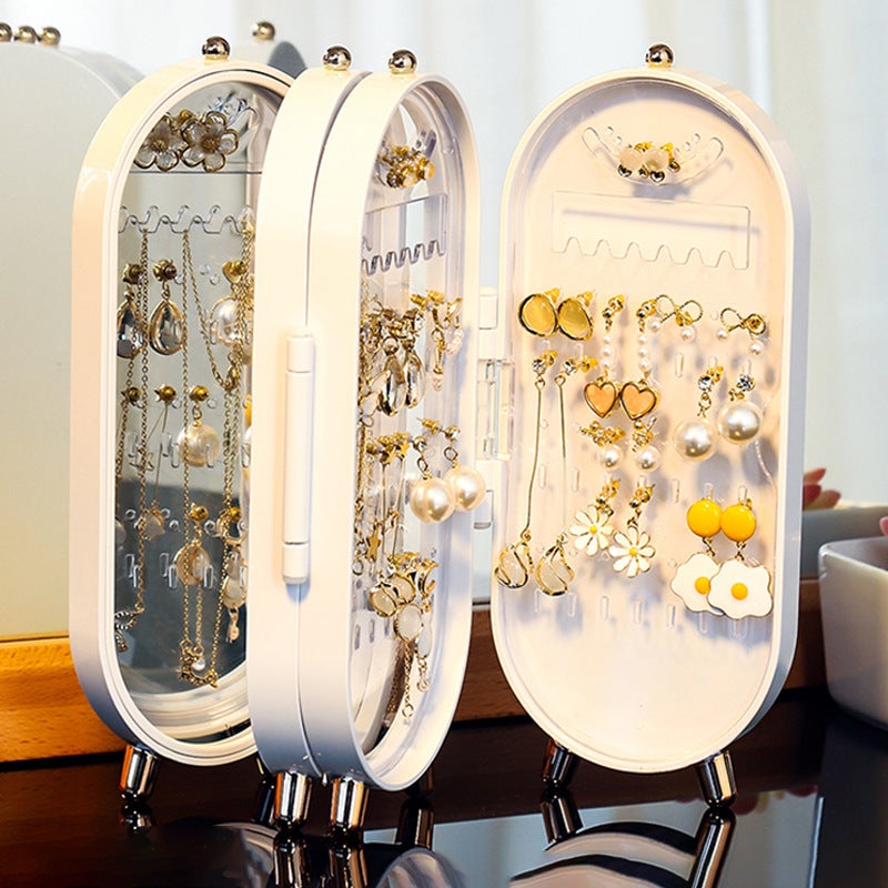 Jadin Porte Bijoux Pliable Acrylique Transparent 5 Couches - Rangement 120 Paires Boucles D'Oreilles Et 32 Colliers