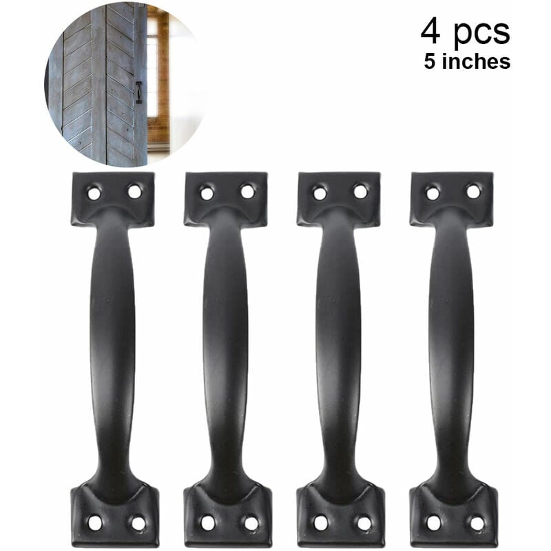(5 cali, czarny) 4-częściowe klamki do drzwi drewnianych, klamki do szafek kuchennych, szuflady meblowe, okucia do szafek kuchennych