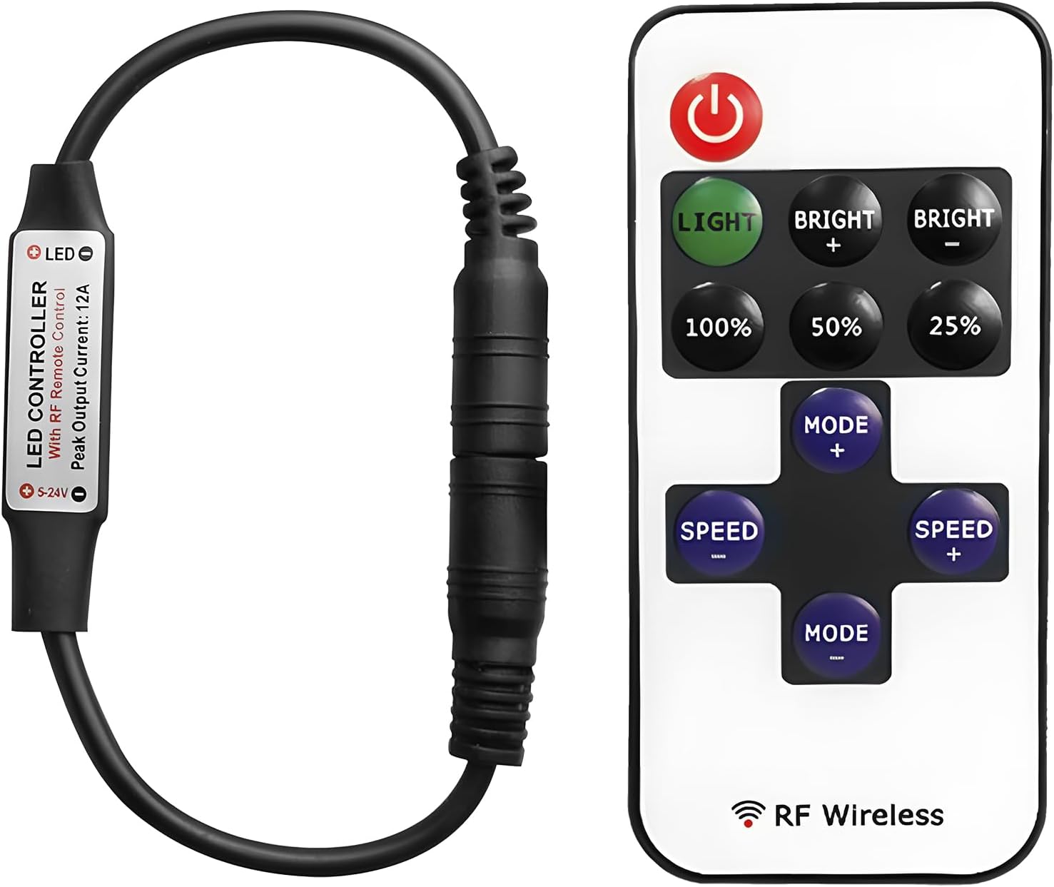 Bezprzewodowy pilot RF do taśm LED 5050 3528 5630 2835, złącze RF DC, mini ściemniacz 5-24V z 10 poziomami