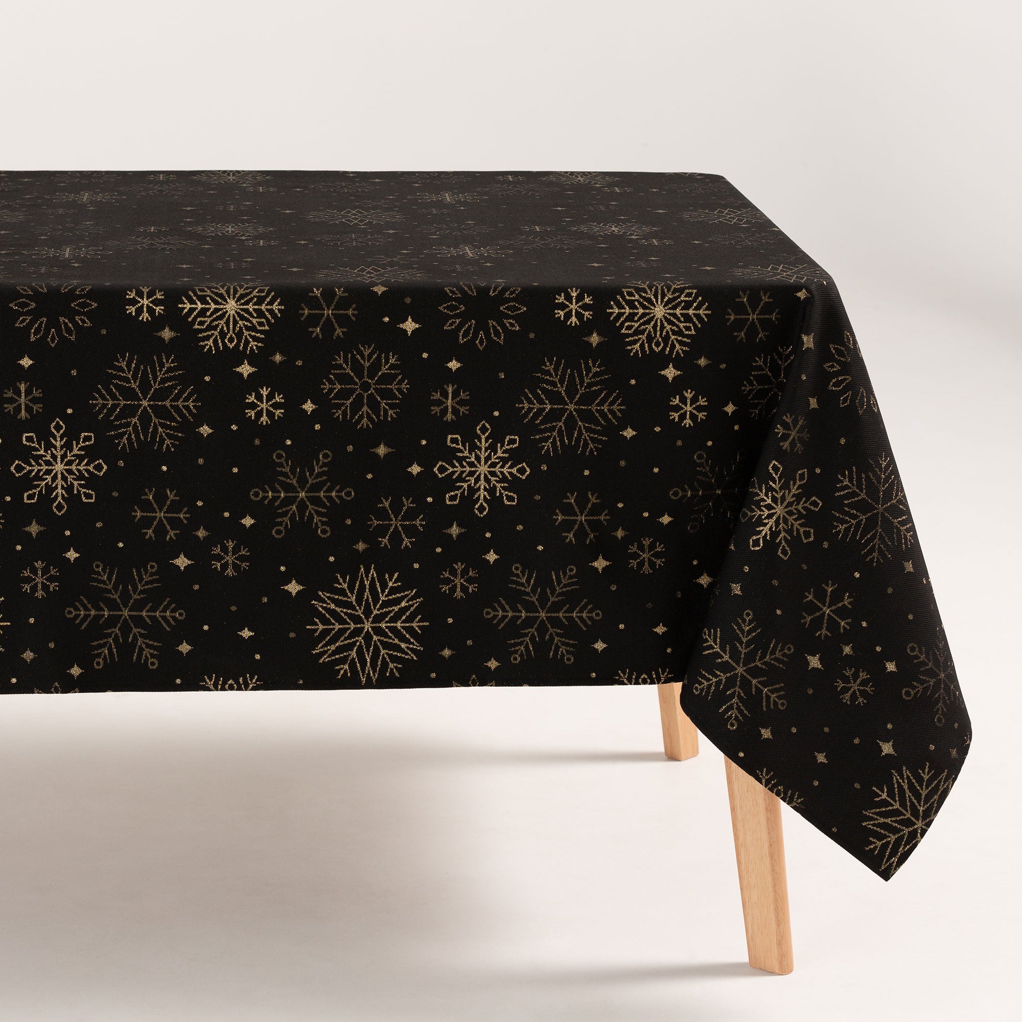 Obrus świąteczny prostokątnaz bawełny żakardowej czarny / złoty 140x350 cm - 3