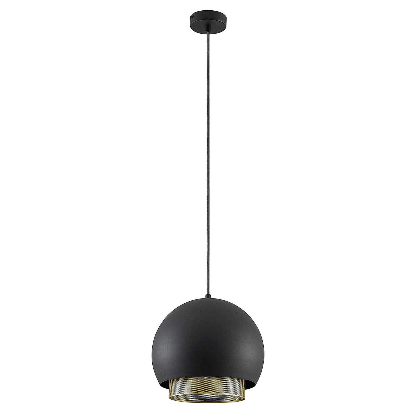 Plafonnier Design Hofstein, Suspension Tissu Noir/blanc, Lampe Moderne Pour Cuisine/salon (138974)