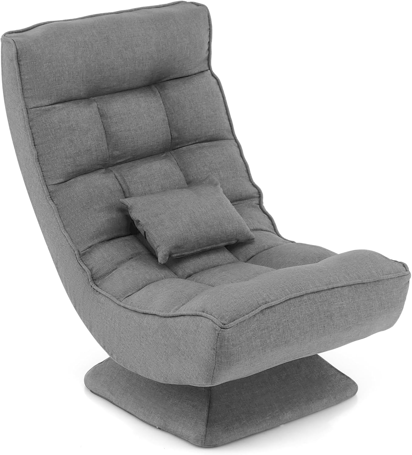 Rozkładana Sofa Relaksacyjna, Regulowane Oparcie w 5 Pozycjach i Poduszka, Sofa do Medytacji, Nośność 110 kg, 63 x 71 x 92 cm, Szara