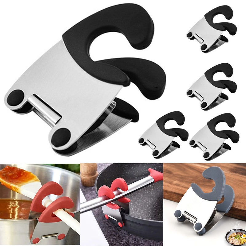 sztuk Uchwyt na łyżkę Klips do garnka z silikonową rączką zapobiegającą oparzeniom do mocowania łyżki Klips miski naczyń kuchennych Przybory kuchenne