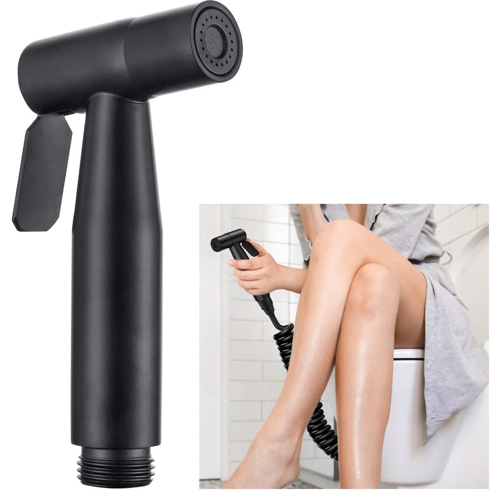 Przenośny spryskiwacz bidetowy ze stali nierdzewnej do higieny osobistej, czarny bezprzewodowy spryskiwacz toaletowy