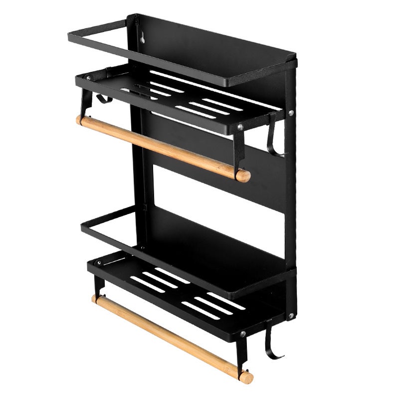 Magnetyczna składana półka kuchenna, 30*11*40 cm, z haczykami i uchwytem na folię spożywczą