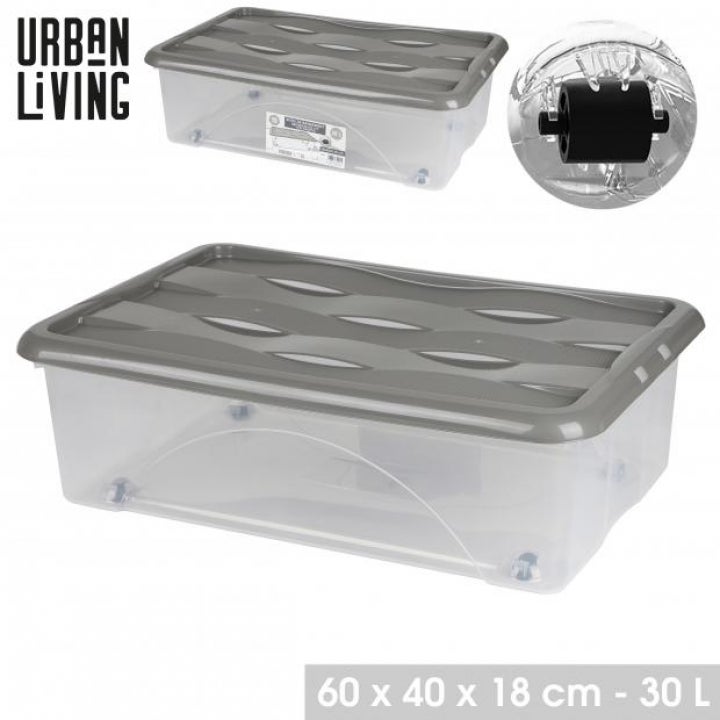 "MODULBOX" BOITE DE RANGEMENT DESSOUS DE LIT AVEC ROULETTES 30LTR 40X60XH18CM