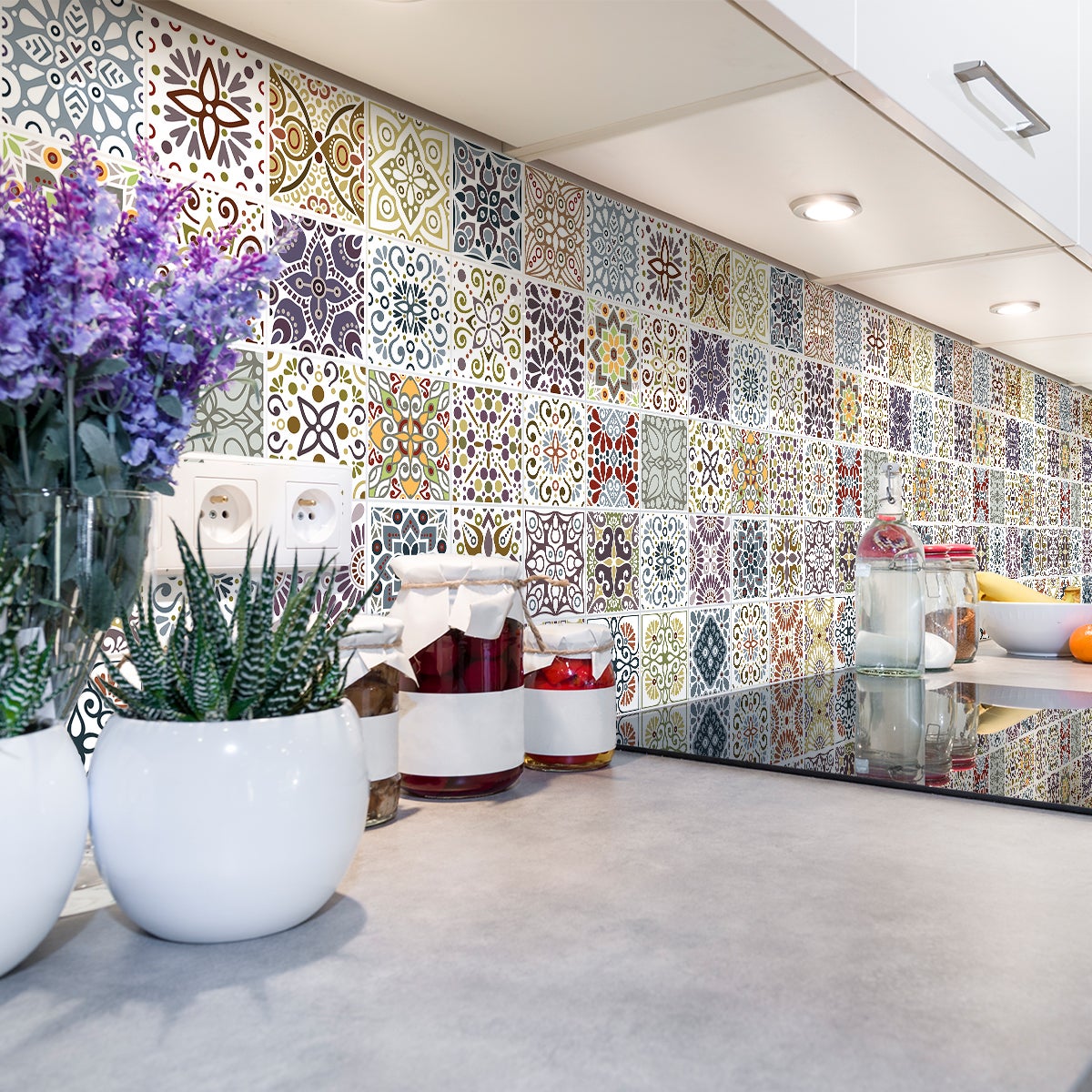 30 vinilos baldosas de cemento azulejos yaima - adhesivo de pared - revestimiento sticker mural decorativo - 30stickers15x15cm