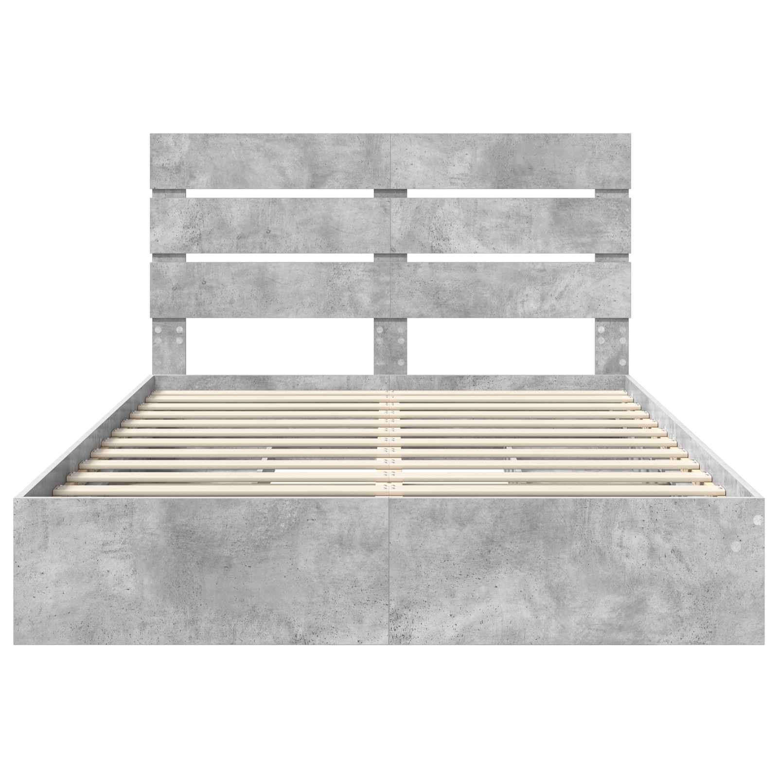 Lit avec rangement gris béton 150 x 200 cm panneau de bois - 8