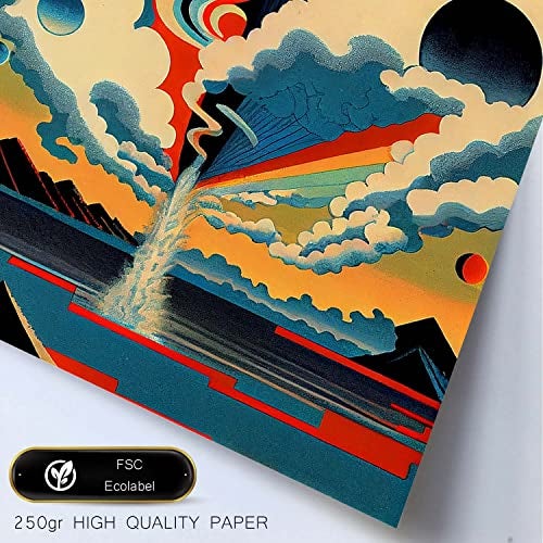Nacnic Poster Camino En El Estilo De Arte Japonés Ukiyo Paisajes Abstractos Y Surrealistas En Ilustraciones De Arte Oriental A4 Marco Negro - 4