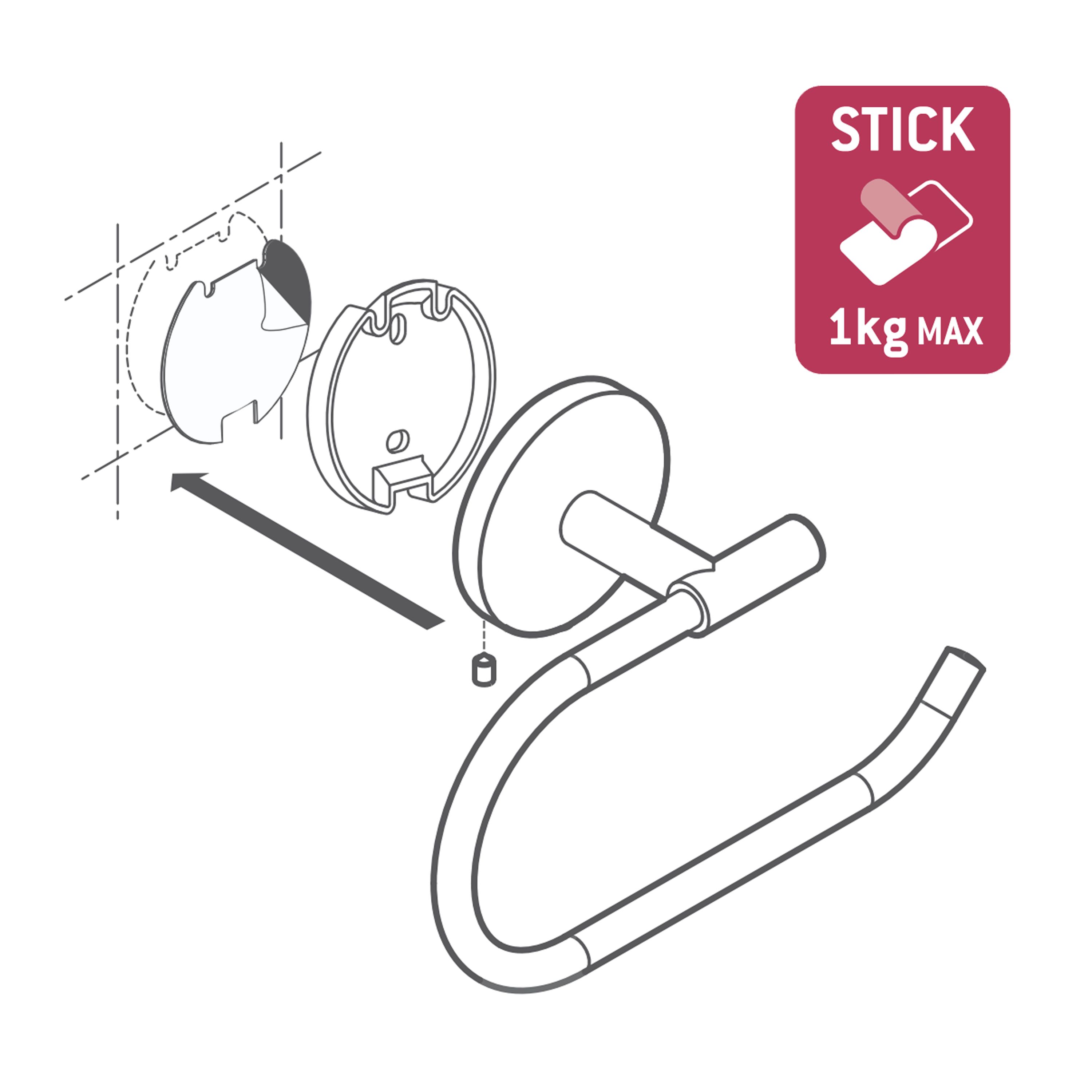 Uchwyt ścienny na papier toaletowy SUITE - Do zamocowania na stałe lub przyklejenia - Biały - SENSEA - 5