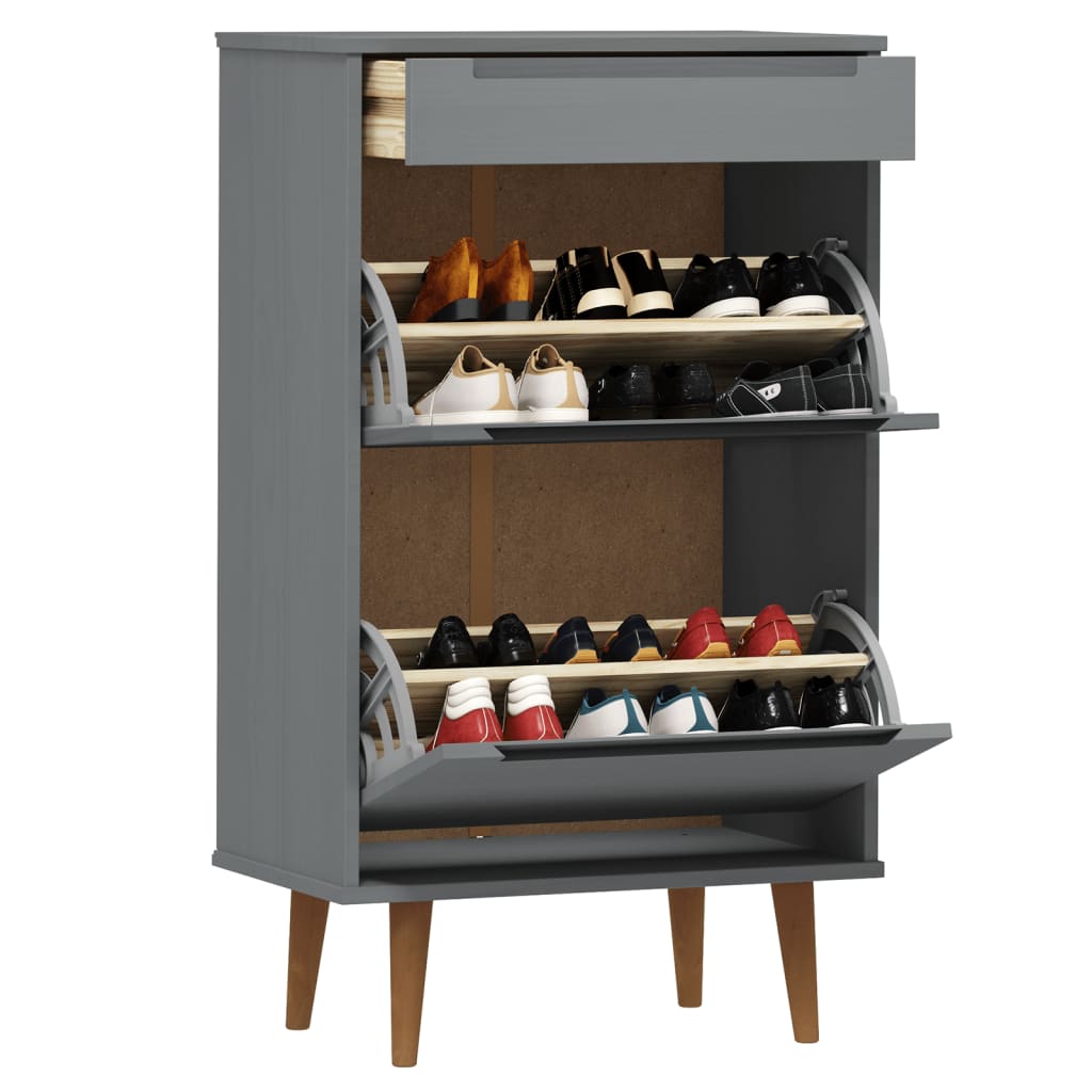Maison Exclusive - Armoire à chaussures MOLDE Gris 59,5x35x103 cm Bois de pin - 3