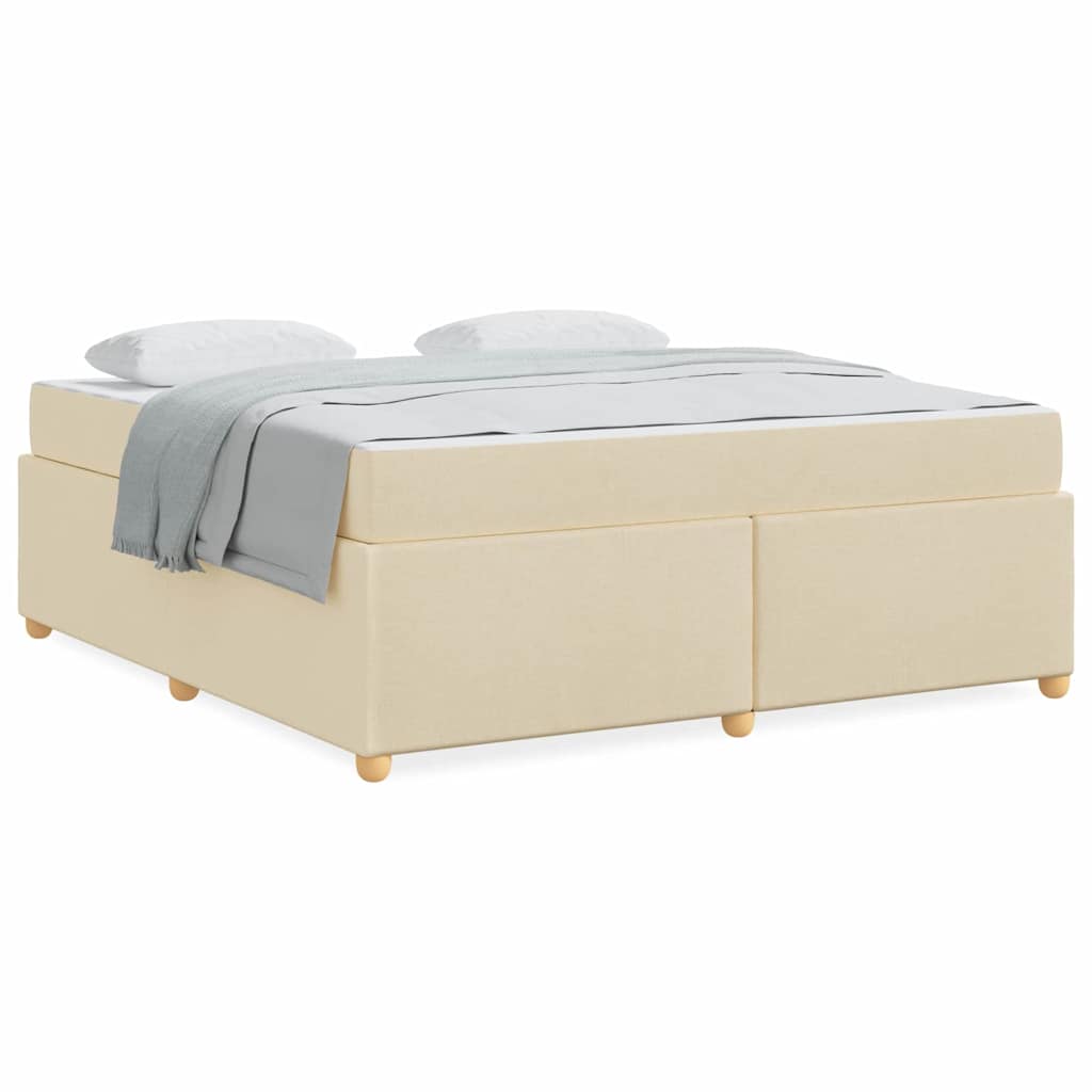 Cadre de lit avec matelas Crème 180 x 200 cm tissu - 4