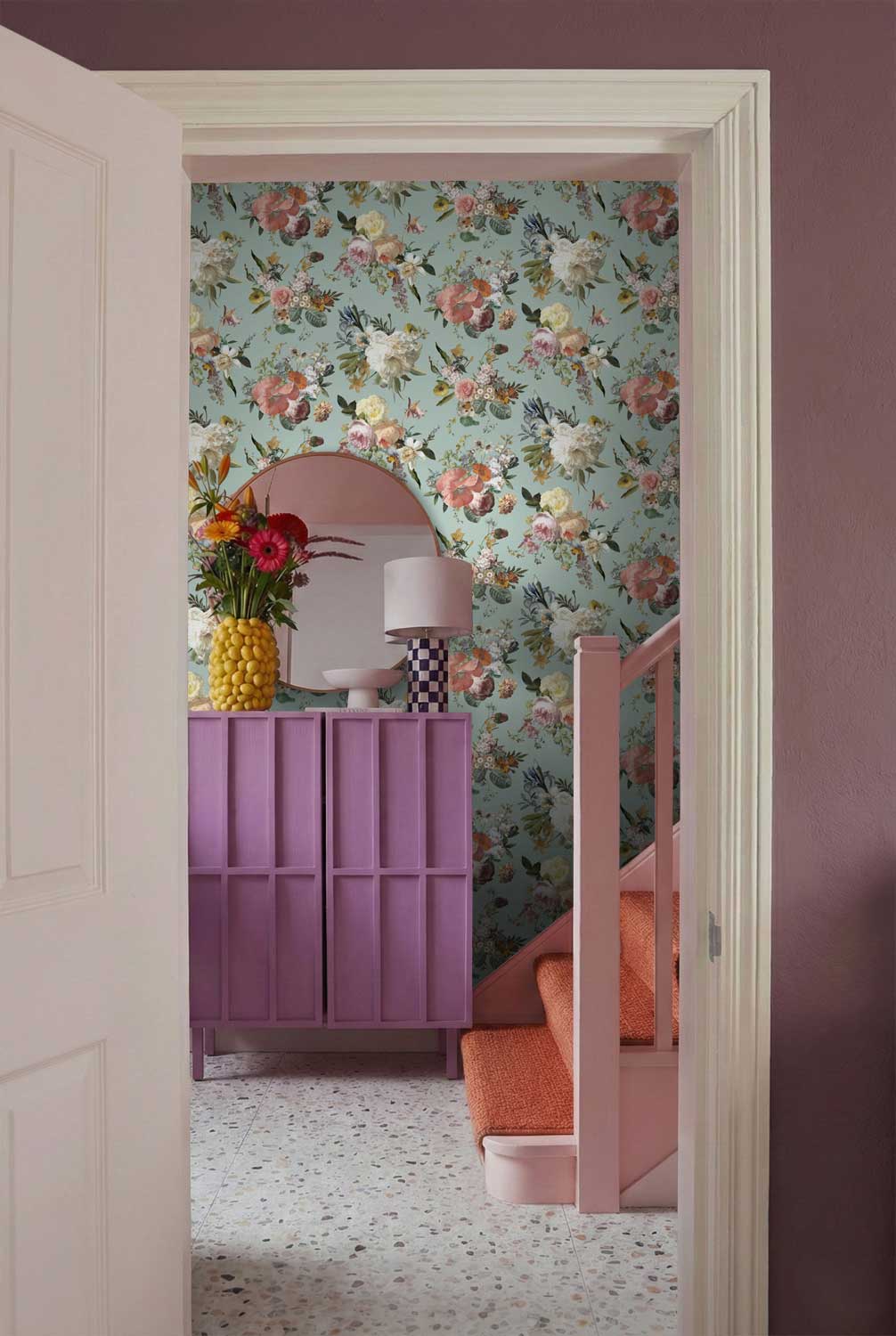 Papier peint fleurs vintage vert grisé - 53 cm x 10.05 m - ESTAhome - 3