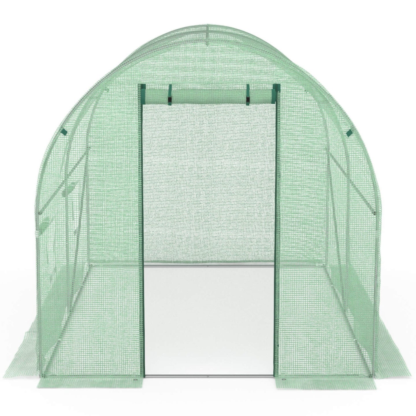 Serre de jardin tunnel 6m² 3 x 2 x 2 m acier galvanisé + bâche anti-UV avec porte et fenêtres ROMA verte - 4