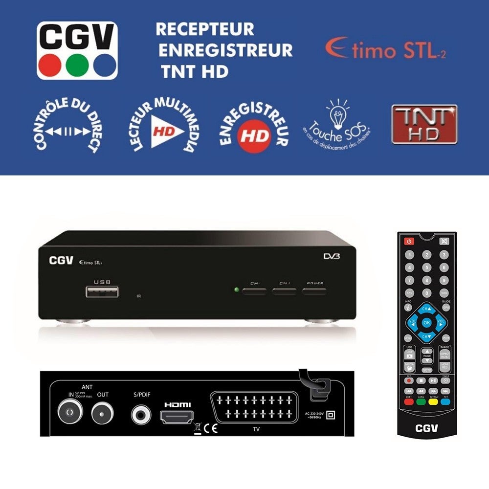CGV ETIMO 2T-B Récepteur Enregistreur TNT HD Double Tuner - TV Son Photo