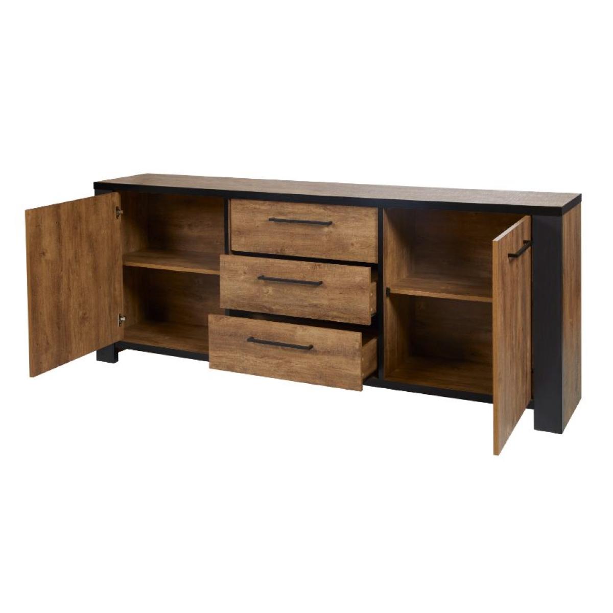 Salle manger complète bois et noir SAMANTHA (buffet + table 200cm) - 5