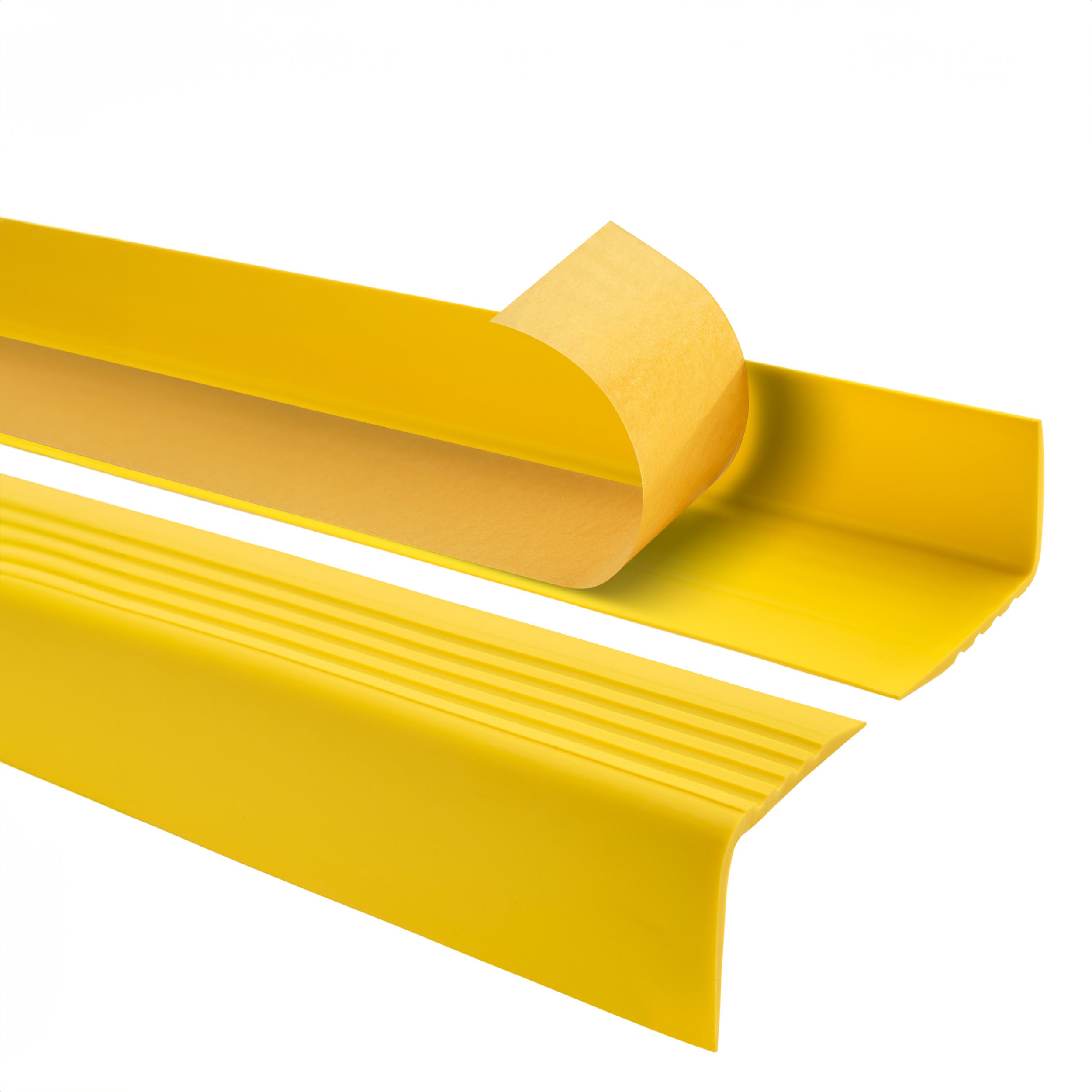 Samoprzylepny profil schodowy 50x42 mm PVC na krawędzie stopni z ryflowaniem - 80 cm, żółty