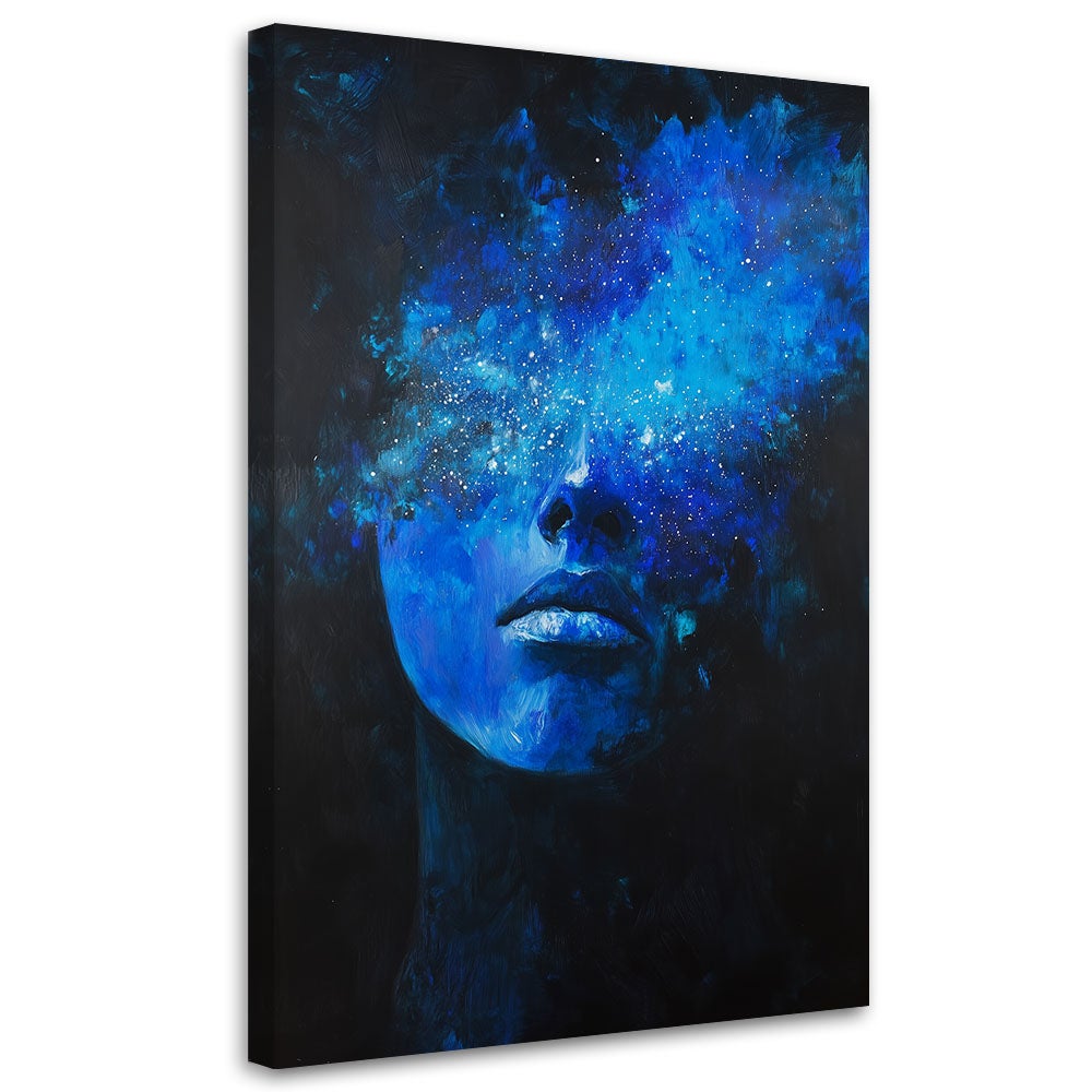 Obraz na płótnie, Twarz Kobiety Niebieska Abstrakcja 40x60