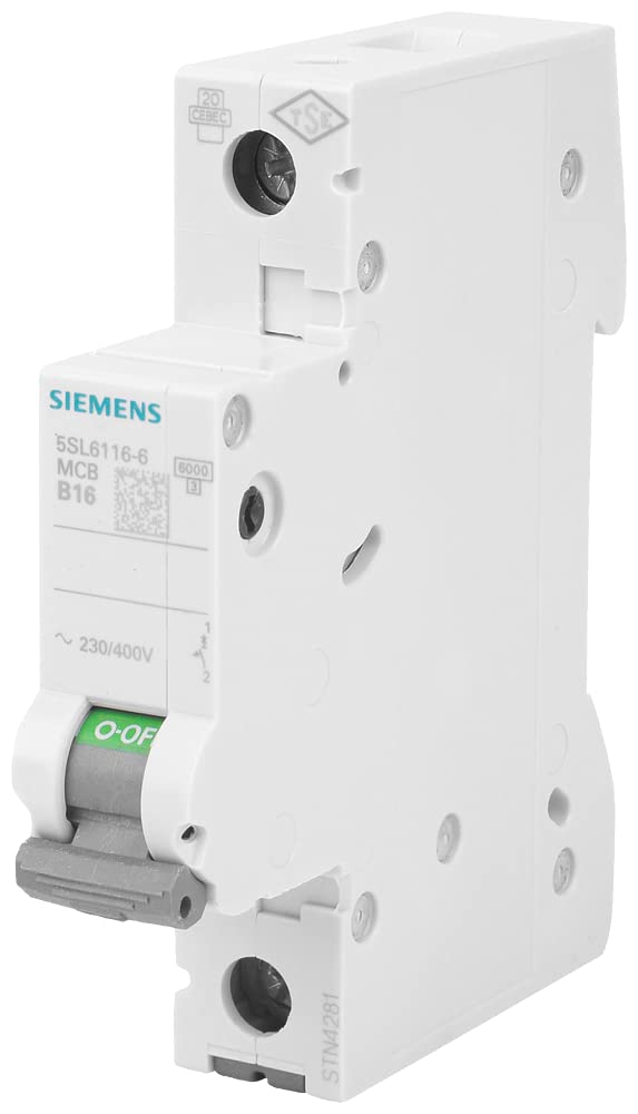 Siemens 5TE4800 - Interruttore Automatico Pulsante 20A Per Montaggio In Serie, 1 Tasto Grigio, Senza Blocco