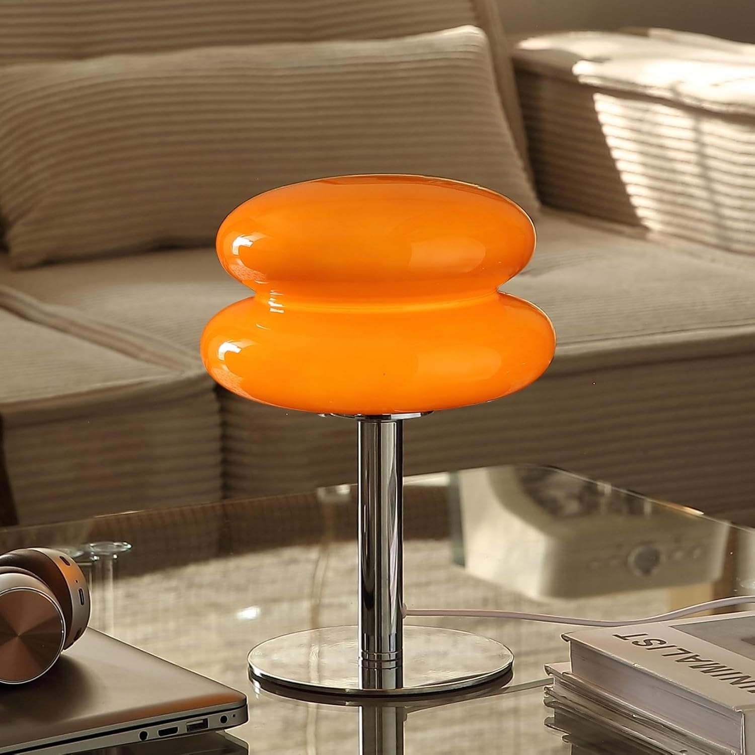 Lampe champignon vintage pour table de nuit, lampe de bureau moderne milieu du siècle, petite lampe de chevet rétro dimmable - 2