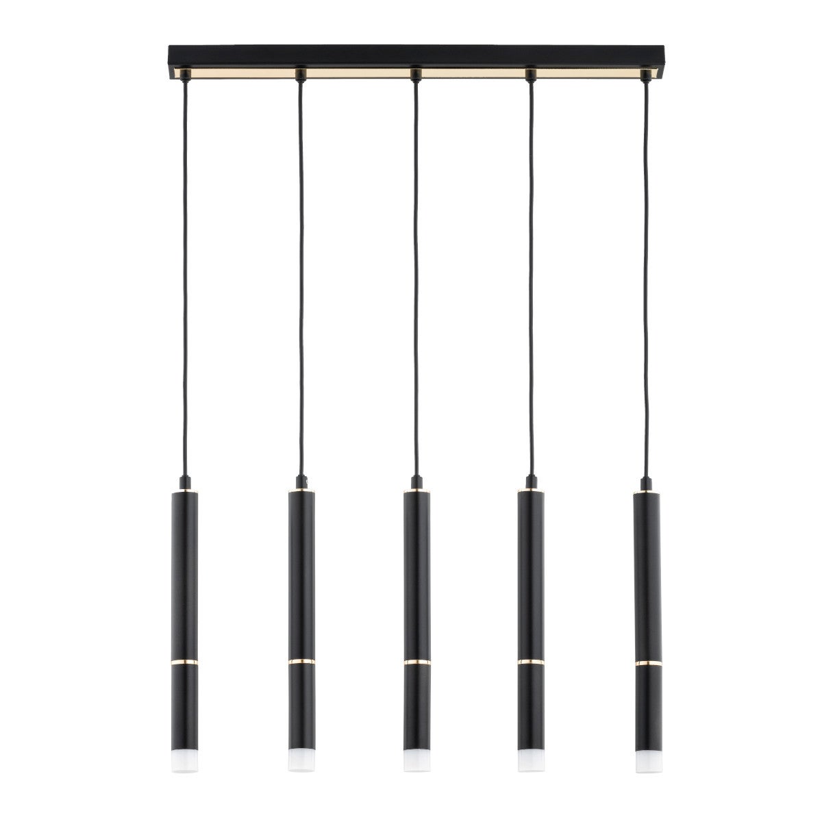 Lampa wisząca Derso czarno-złota 5xG9x10W nowoczesna wym: 85 x 5 x 60 cm metal Alfa