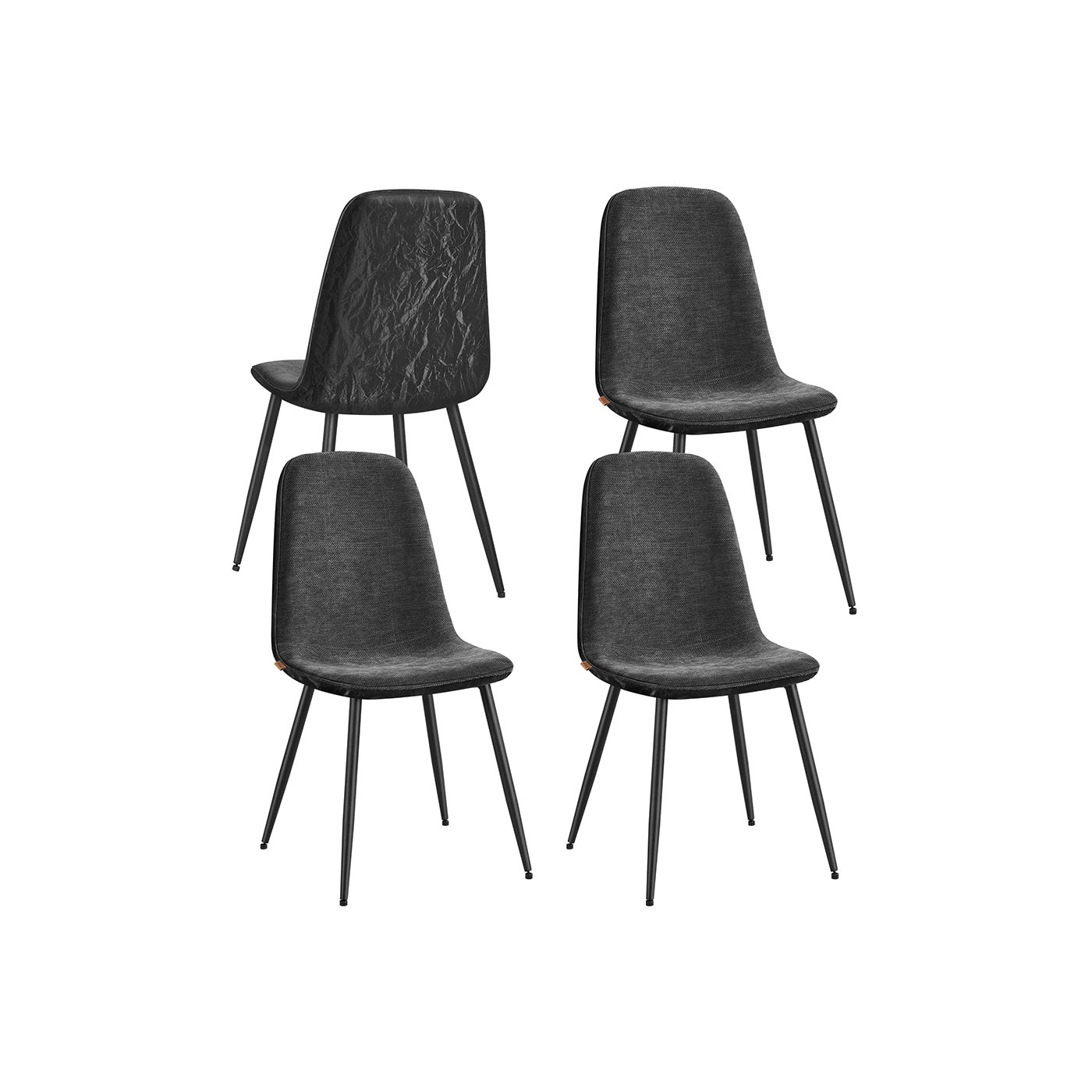 Vasagle Gris Pizarra Silla De Comedor De Chenilla Y Metal Fácil De Limpiar Para Cocina, / Juego De 4 - Imagen 3