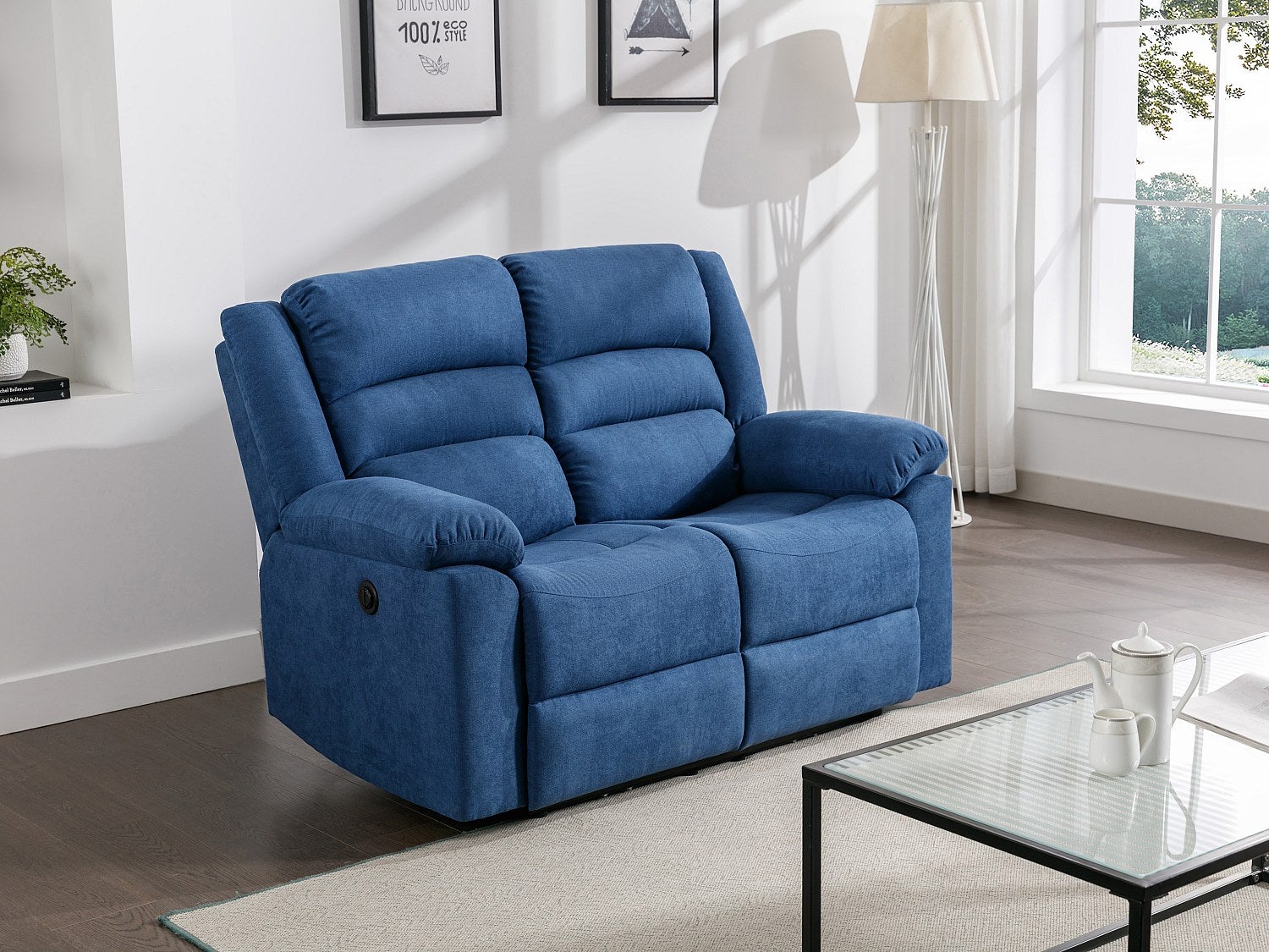 VidaXL Divano Angolare Con Sdraio – Rivestimento In Tessuto Blu, Struttura In MDF E Legno - 4