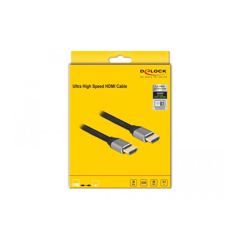 Delock cavo HDMI ad altissima velocit� 48 gbps 8k 60 Hz grigio 0,5 m certificato - 3