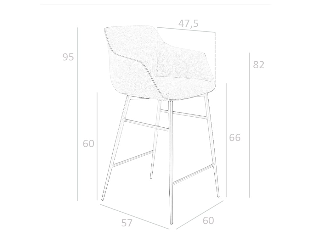 Taburete tela gris 60 x 57 x 96 cm - 5