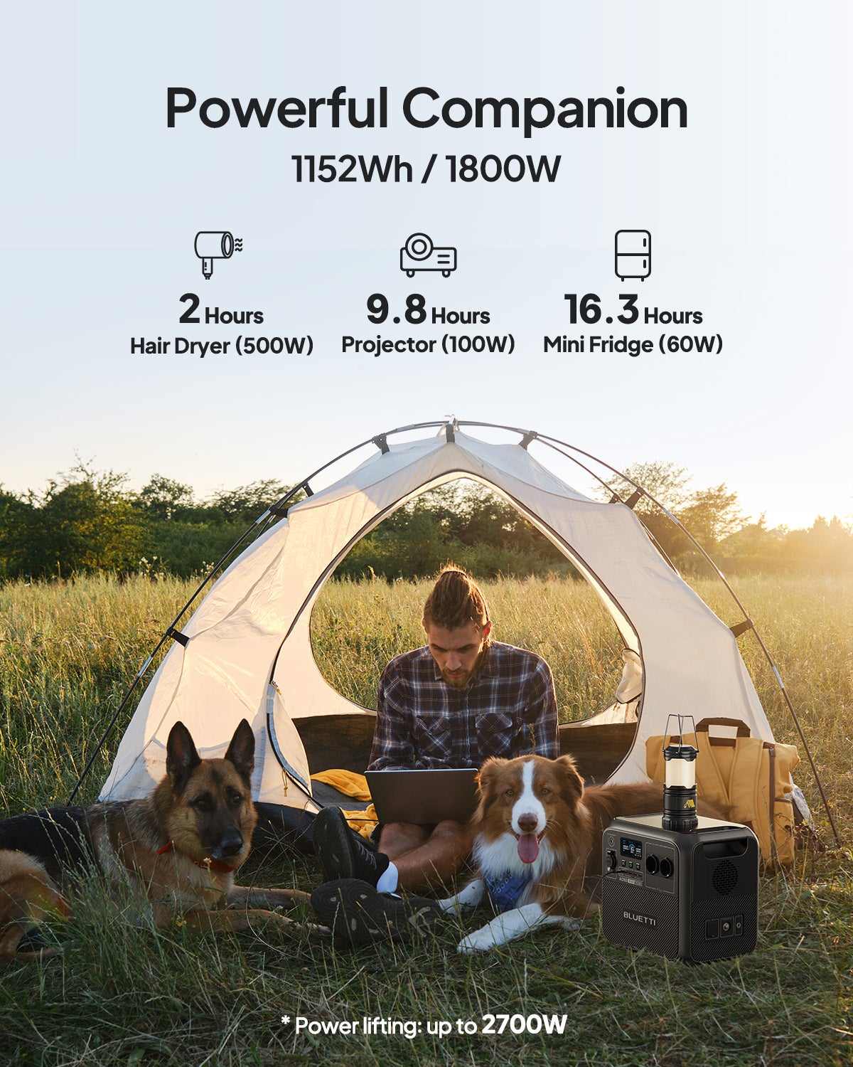 Générateur Électrique Solaire BLUETTI AC180 avec Panneau Solaire PV350,1152Wh Batterie LiFePO4, générateur pour Camping,Voyage,Panne de Courant - 2