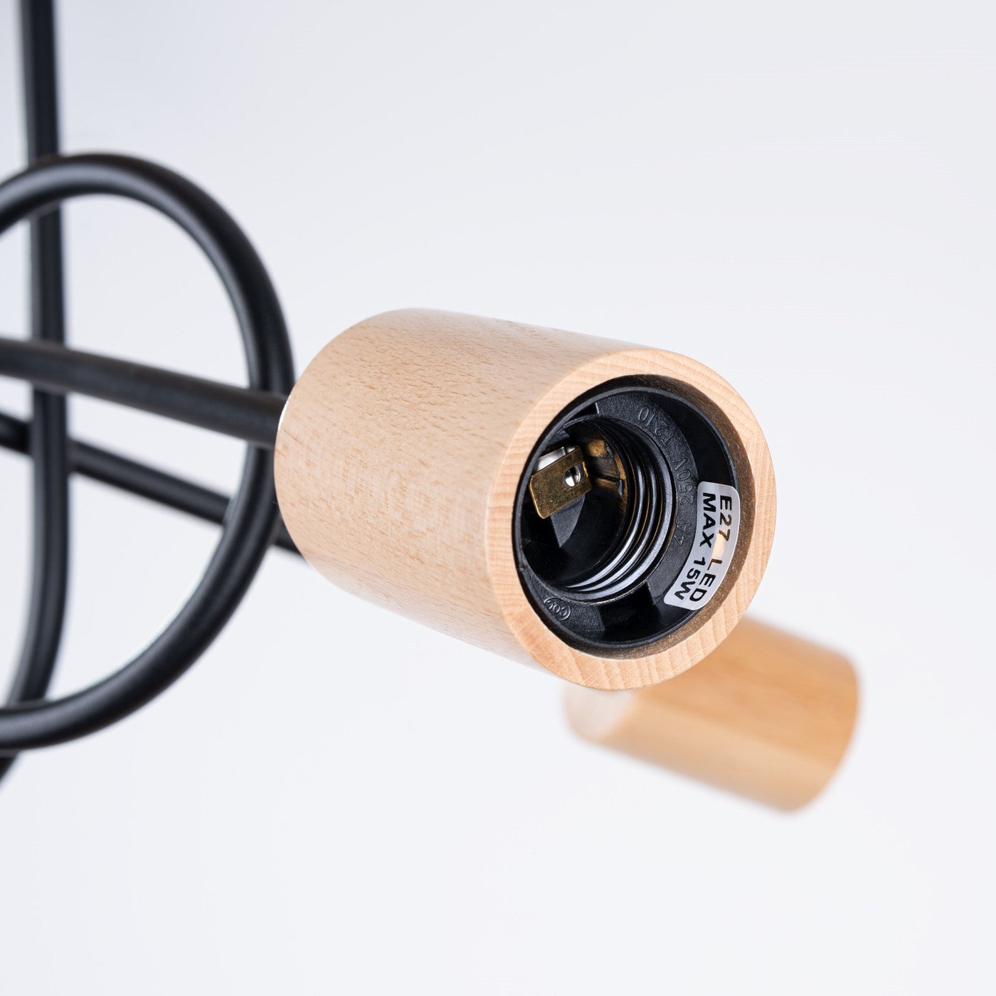 Lampa sufitowa wisząca Ember czarna-naturalne drewno 3xE27x15W wym: 26 x 14 x 56 cm metal Sollux Lighting - 5