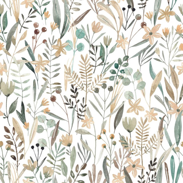 Papier Peint Fleuri Blanc Papier Peint Autocollant 44.5cmx300cm Rouleau Adhesif Decoratif Vert Sauge Film Autocollant Meuble Tropicale Vinyle Adhesif