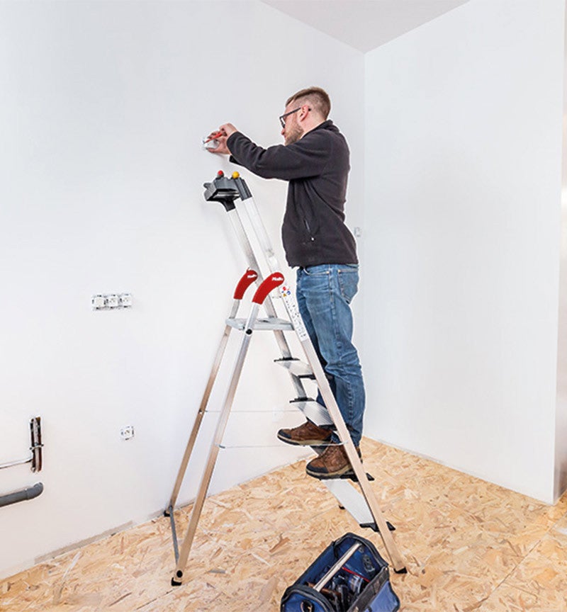 Escabeau sécurisé pliable en aluminium 5 marches extra larges Hailo ProfiStep XXL - 2