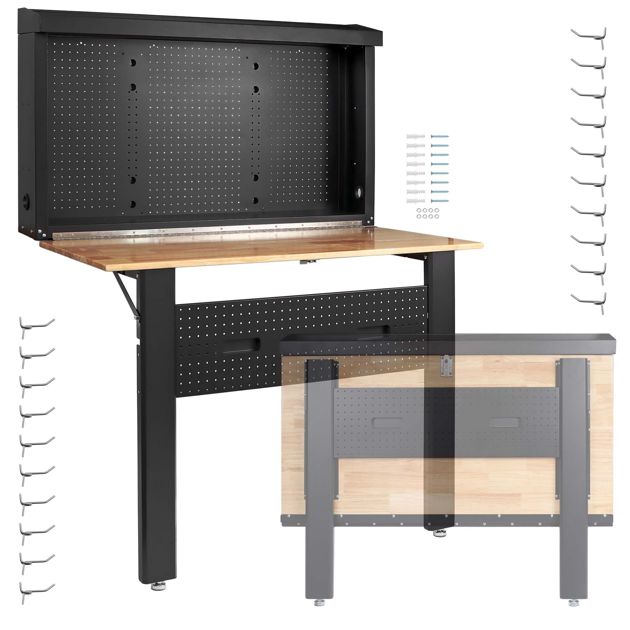 Wiltec Établi mural pliant sur pieds – 1205 x 265 x 950 mm – 200 kg max ...