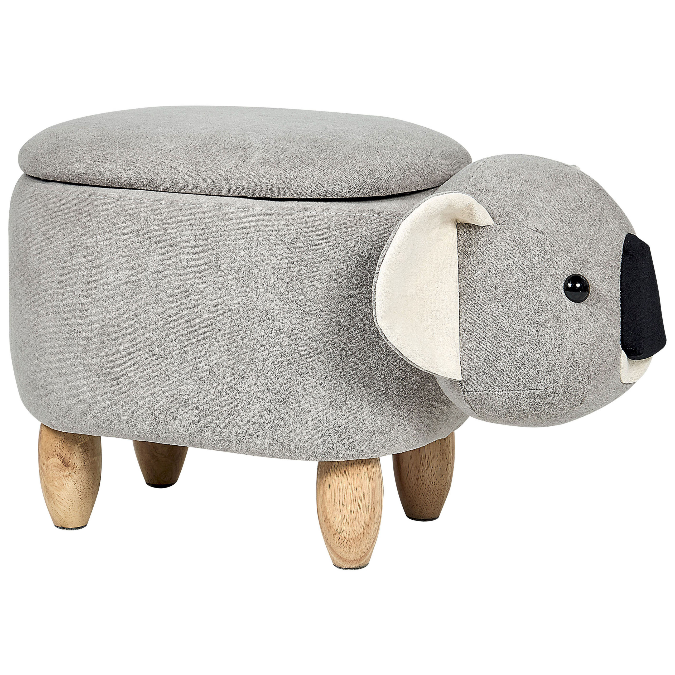 Pouf animaletto contenitore COALA Velluto Grigio chiaro - 6