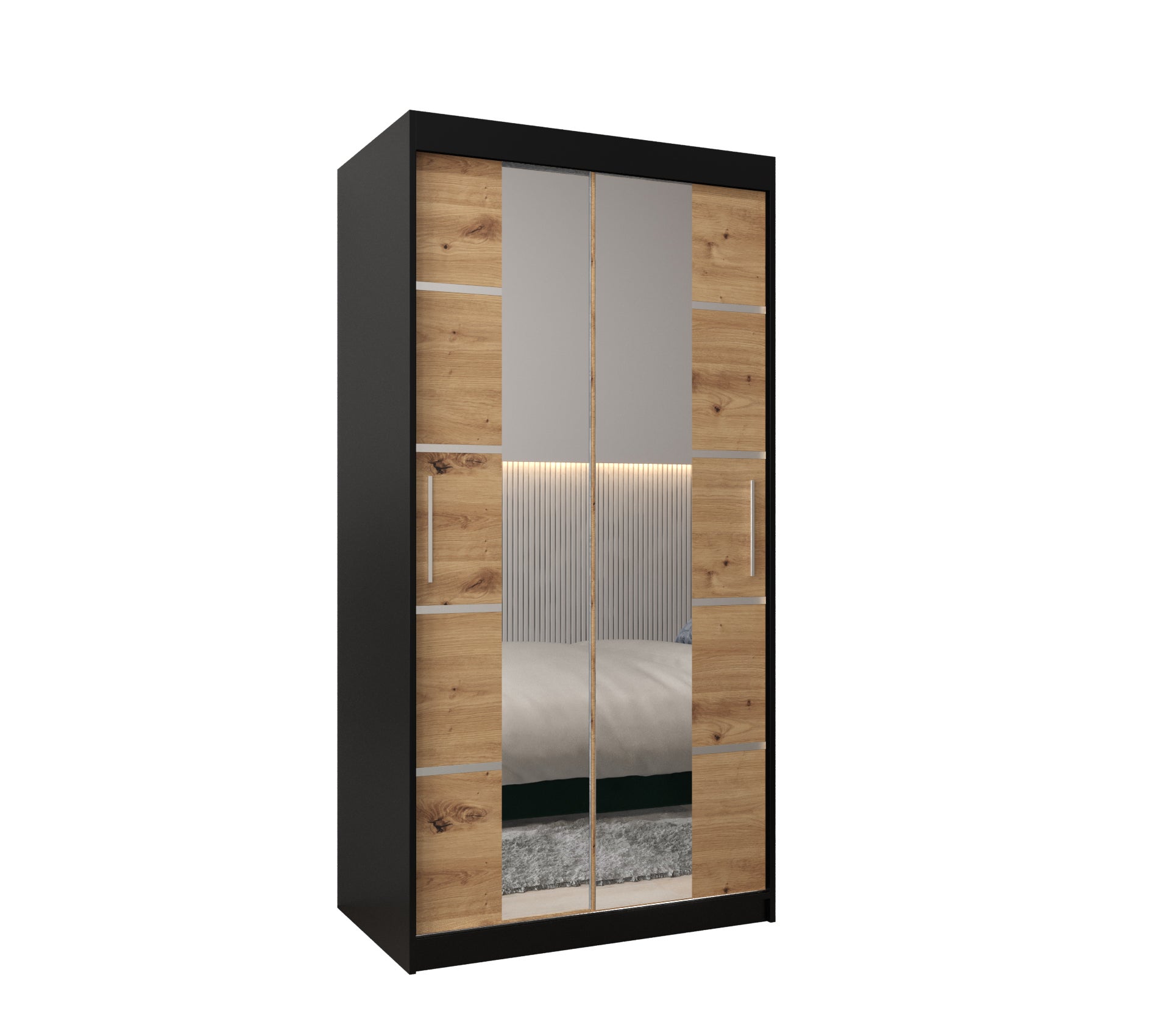Szafa przesuwna garderoba Verona 4 100 x 62 x 200 cm Czarny + Artisan - Abiks Meble