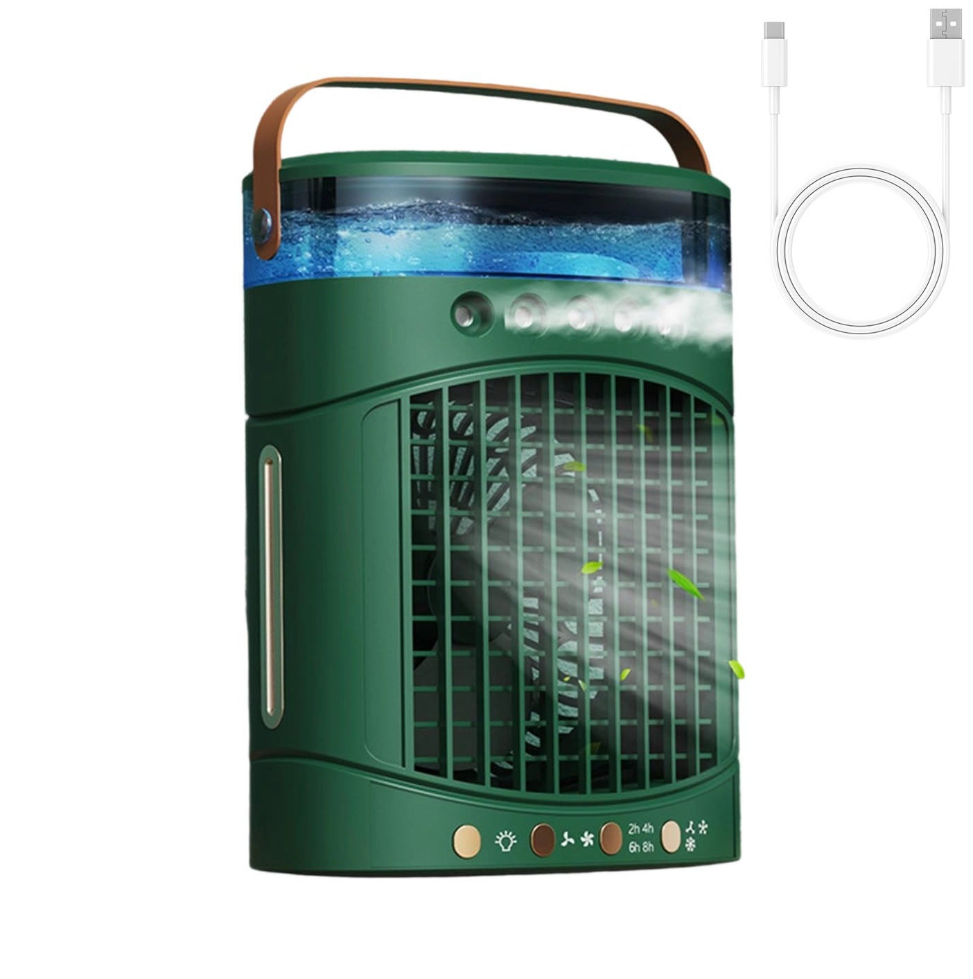 Akumulatorowy wentylator stołowy przenośny wentylator biurkowy prędkości wiatru zbiornik na wodę o pojemności ml kolorów światła timer zielony