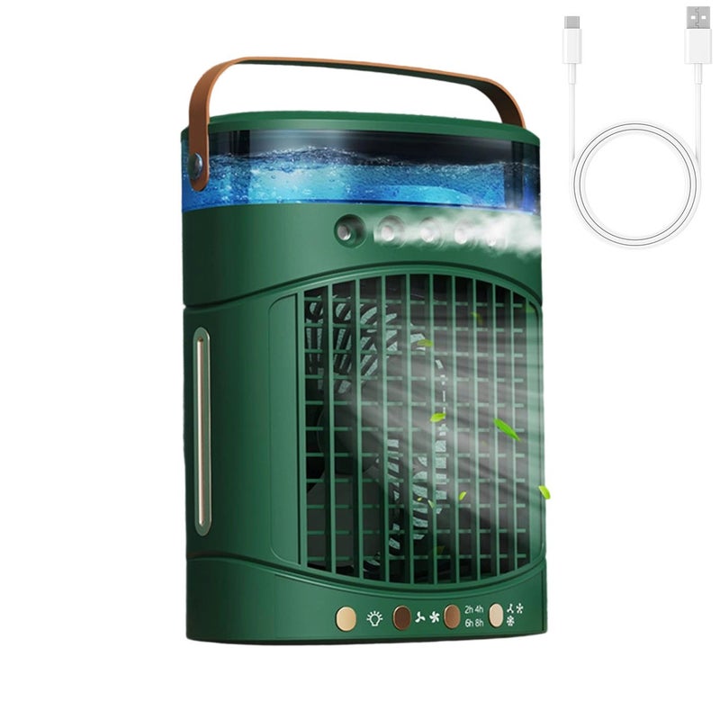 Akumulatorowy wentylator stołowy przenośny wentylator biurkowy prędkości wiatru zbiornik na wodę o pojemności ml kolorów światła timer zielony