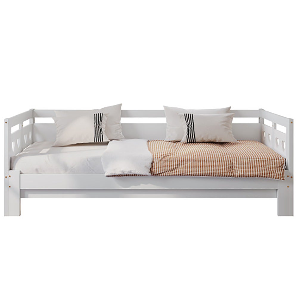 Lit adulte Lit de repos lit gigogne 90x190cm pin massif avec 2ème lit et cadre enroulable lit coeur blanc - 2