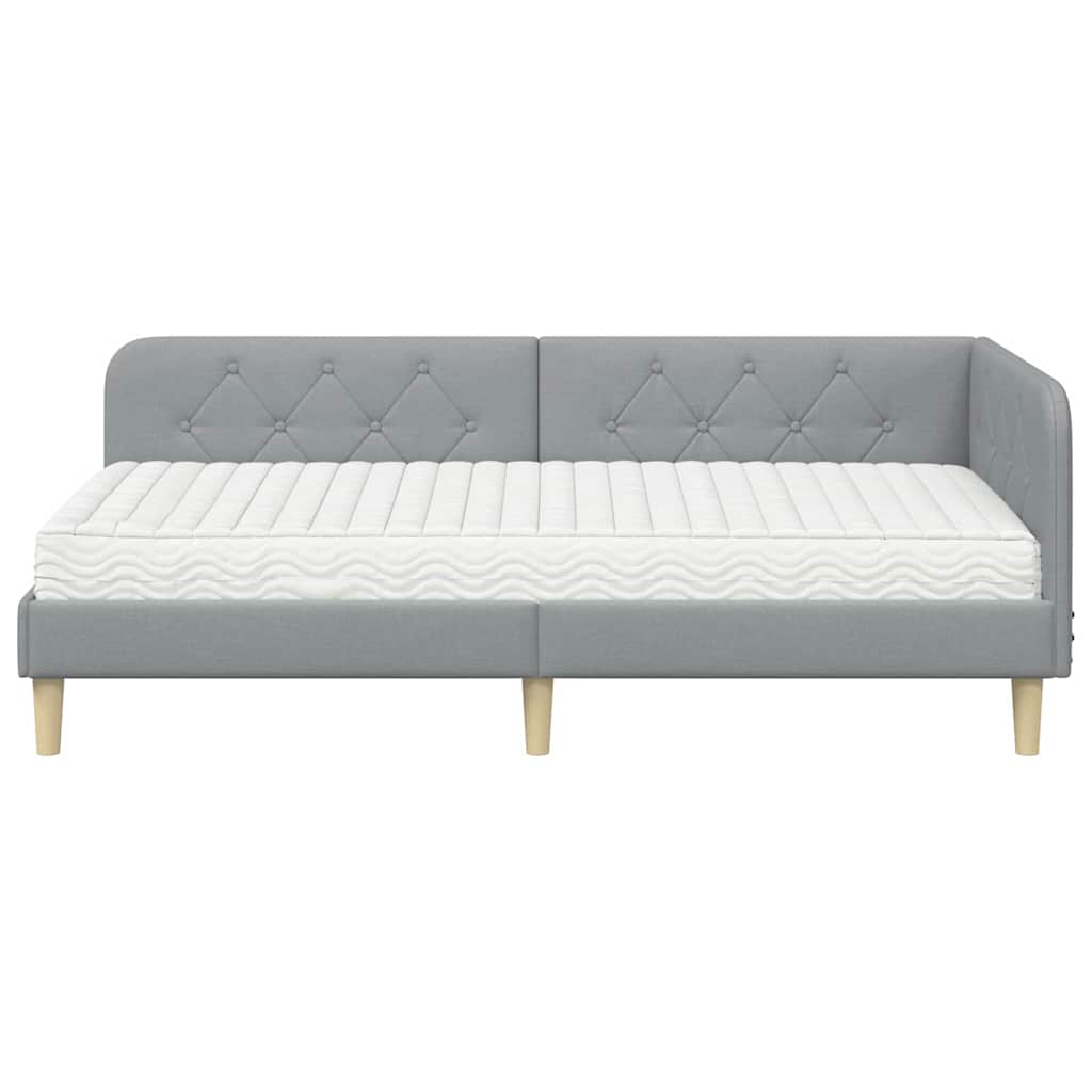 Cadre de lit d’angle gris clair 90 x 190 cm en tissu - 5