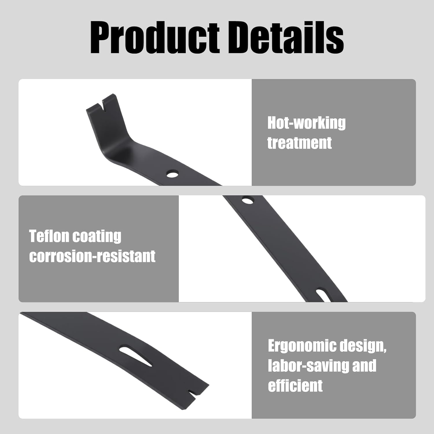 Pied de biche 180mm, arrache-clous en acier spécial durci pour une grande puissance Robuste Barre de Levier Petit pour la Poche - 2