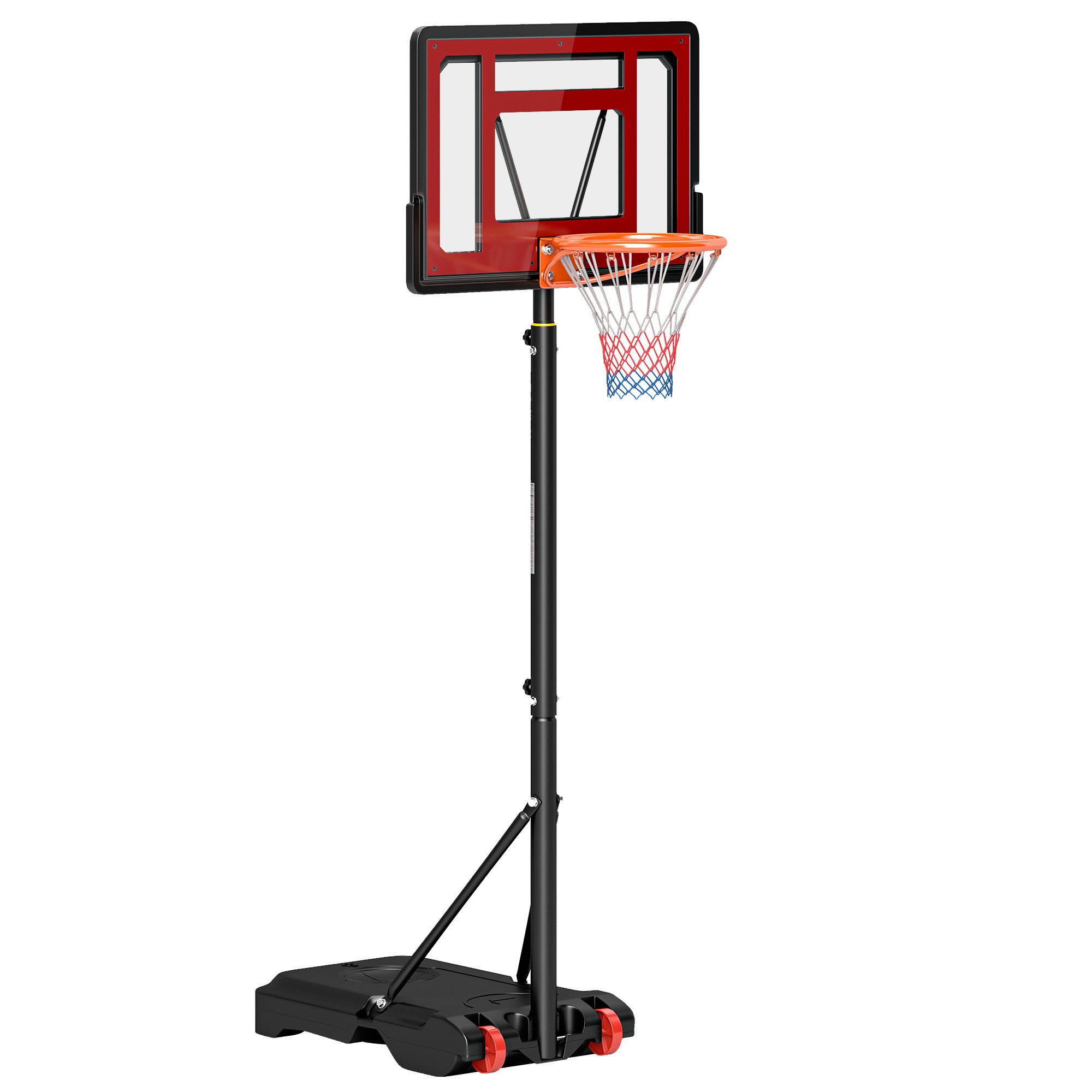 Canasta Baloncesto HOMCOM Acero PVC HDPE 75x45x261 cm Negro y Rojo